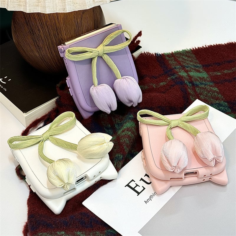 Tulip Cat Ears Phone Case For Galaxy Z Flip 3 / Galaxy Z Flip 4 / Galaxy Z Flip 5 / Galaxy Z Flip 6