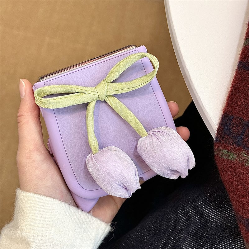 Tulip Cat Ears Phone Case For Galaxy Z Flip 3 / Galaxy Z Flip 4 / Galaxy Z Flip 5 / Galaxy Z Flip 6