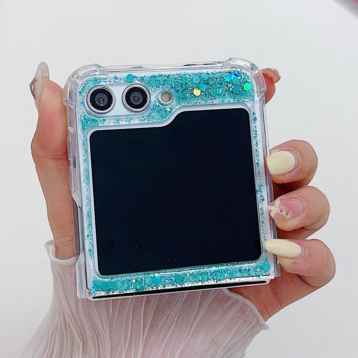 Epoxy glitter beads mobile phone case, suitable for Galaxy Z Flip 3/Galaxy Z Flip 4/Galaxy Z Flip 5/Galaxy Z Flip 6