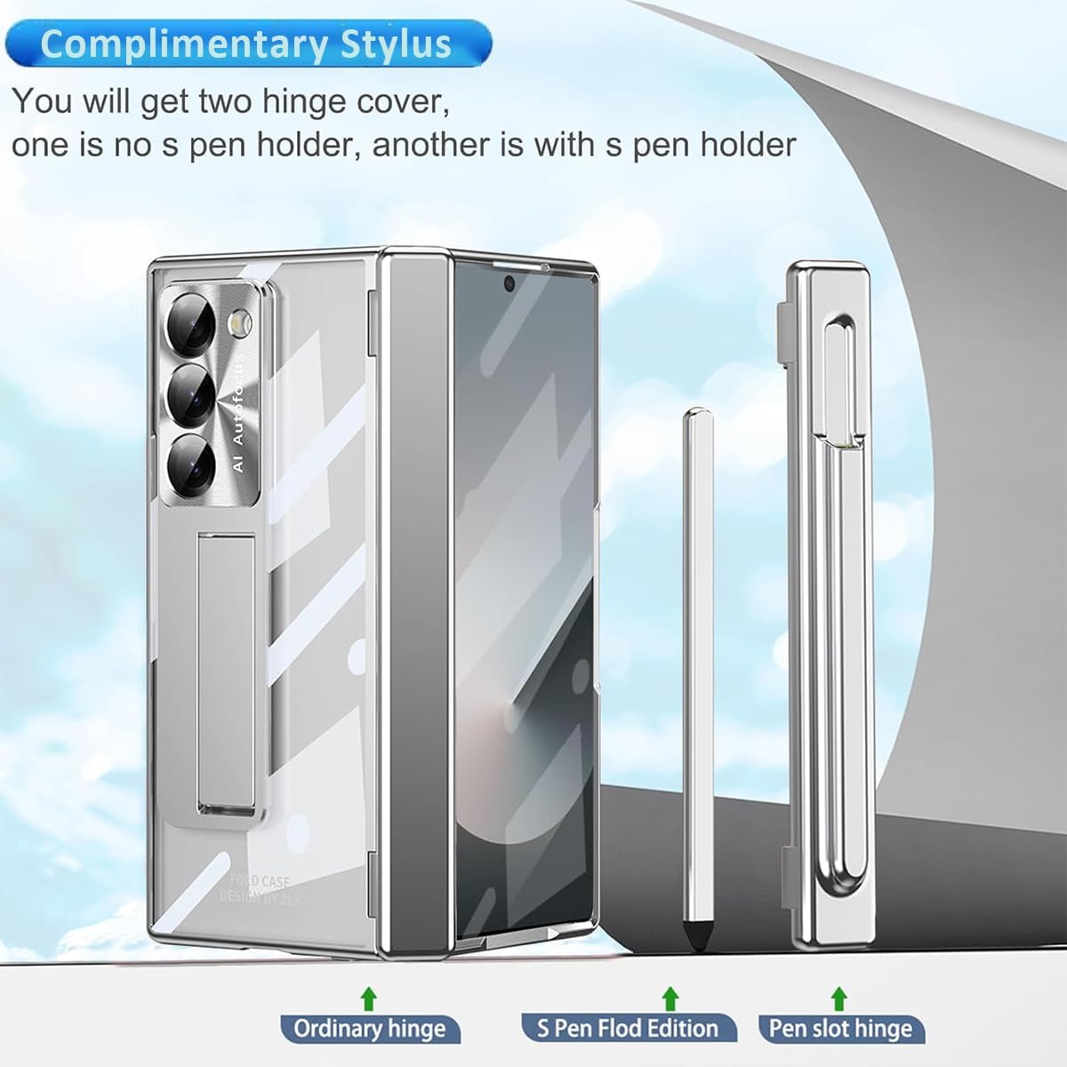 Suitable For Galaxy Z Fold 3/Galaxy Z Fold 4/Galaxy Z Fold 5/Galaxy Z Fold 6 | Transparent Case Phone Case with Pen Holder & Pen