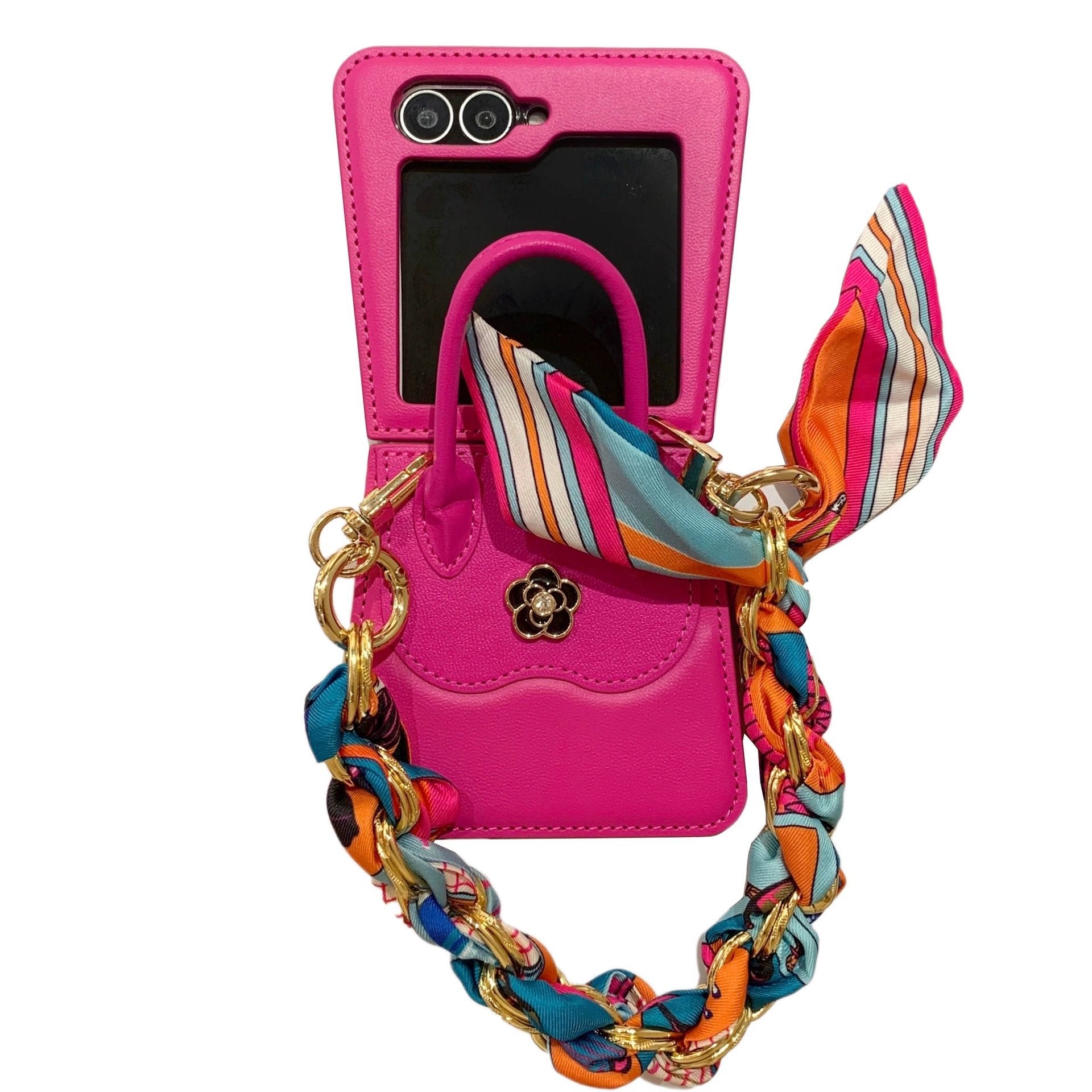 Luxury Flower Handbag Phone Case for Galaxy Z Flip 3/Galaxy Z Flip 4/Galaxy Z Flip 5/Galaxy Z Flip 6