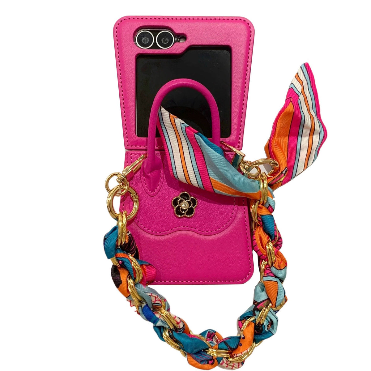 Luxury Flower Handbag Phone Case for Galaxy Z Flip 3/Galaxy Z Flip 4/Galaxy Z Flip 5/Galaxy Z Flip 6