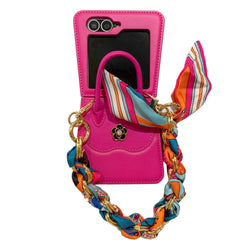 Luxury Flower Handbag Phone Case for Galaxy Z Flip 3/Galaxy Z Flip 4/Galaxy Z Flip 5/Galaxy Z Flip 6