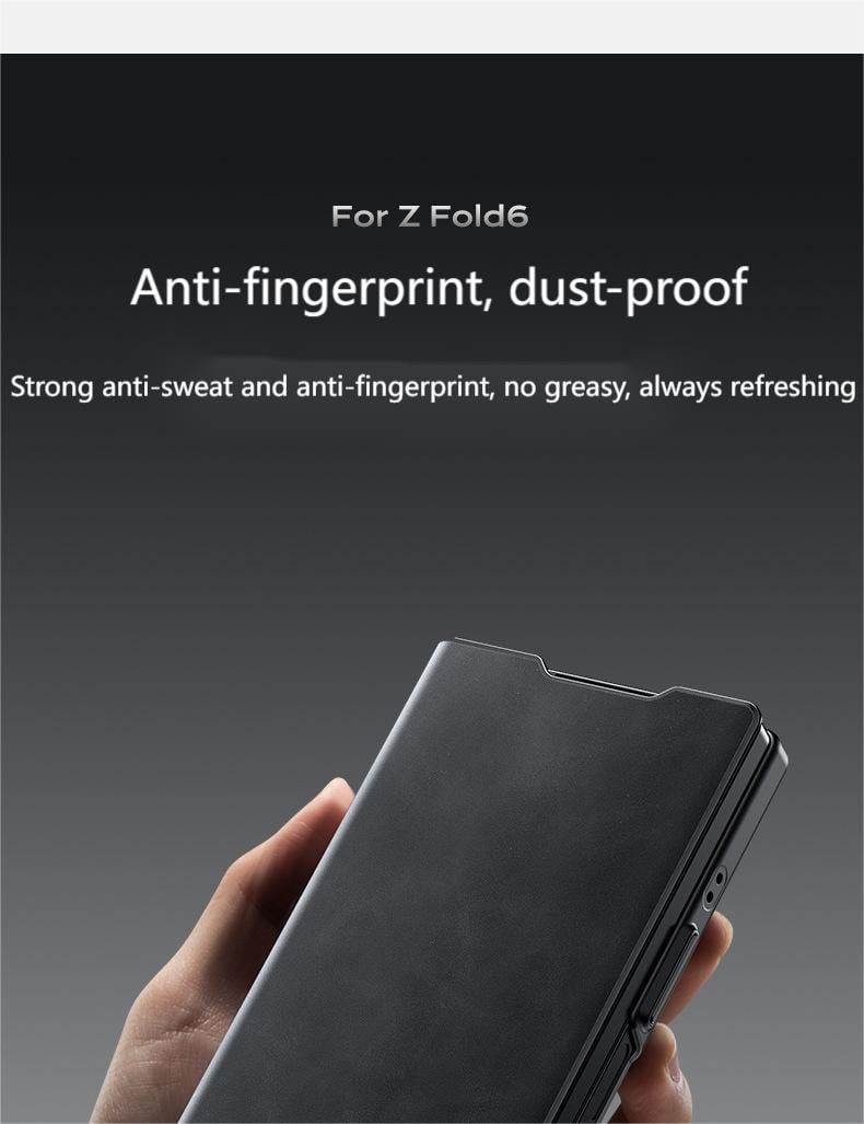 Lamb leather phone case for Samsung Galaxy Z Fold 6, built-in magnetic suction, lens holder