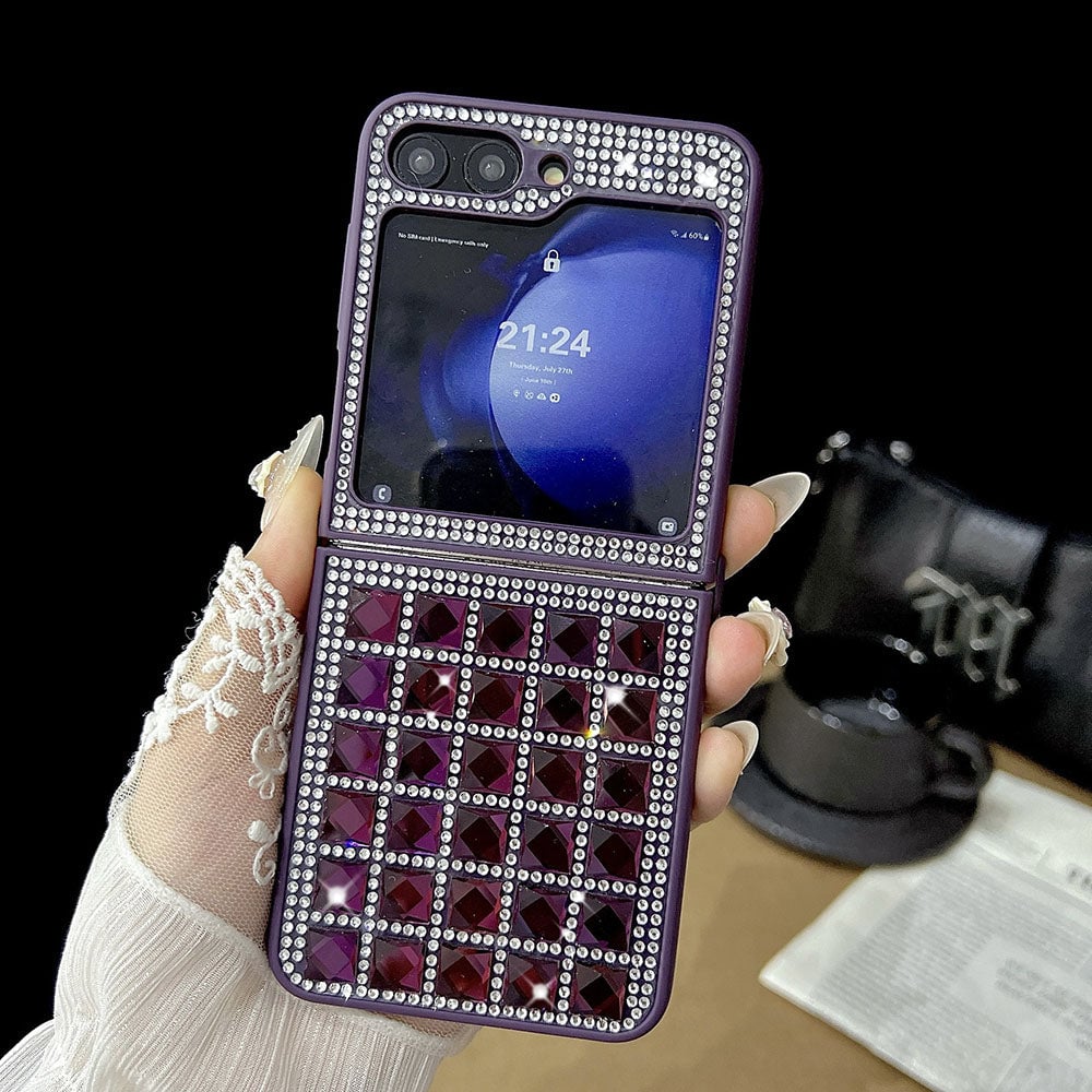 Shiny Diamond Cube Phone Case For Galaxy Z Flip 3/Galaxy Z Flip 4/Galaxy Z Flip 5/Galaxy Z Flip 6