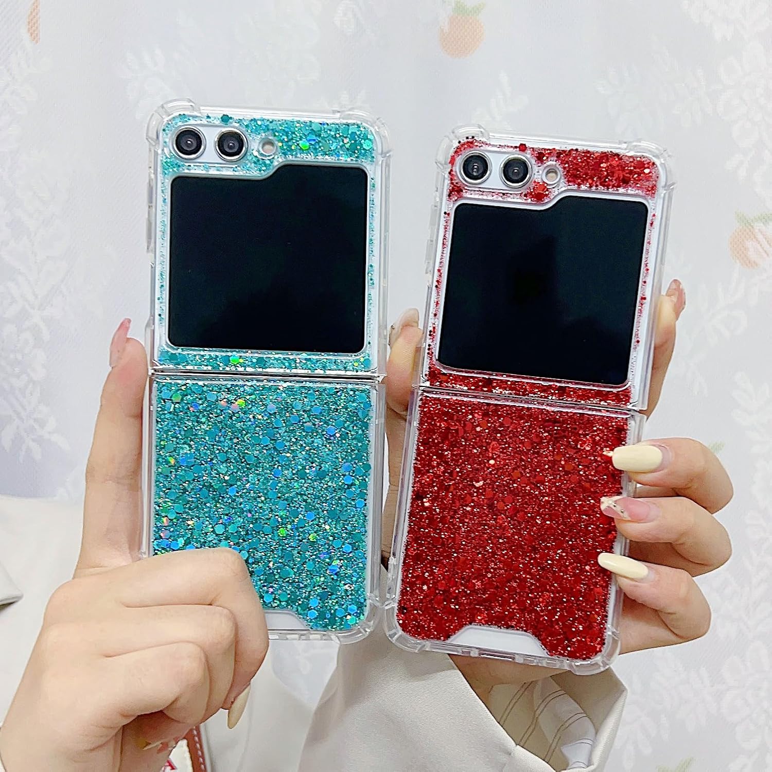 Epoxy glitter beads mobile phone case, suitable for Galaxy Z Flip 3/Galaxy Z Flip 4/Galaxy Z Flip 5/Galaxy Z Flip 6