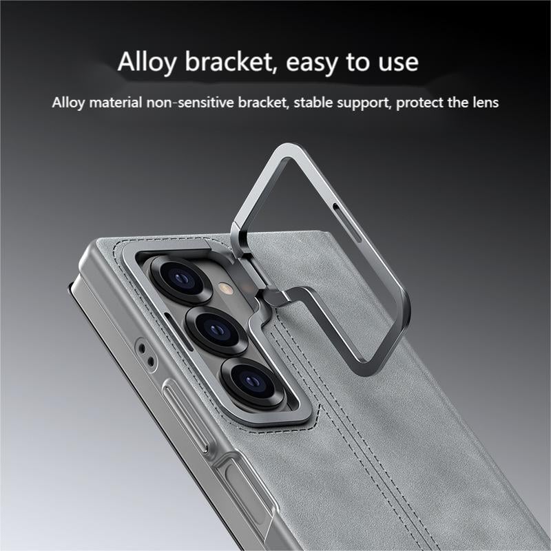Lamb leather phone case for Samsung Galaxy Z Fold 6, built-in magnetic suction, lens holder