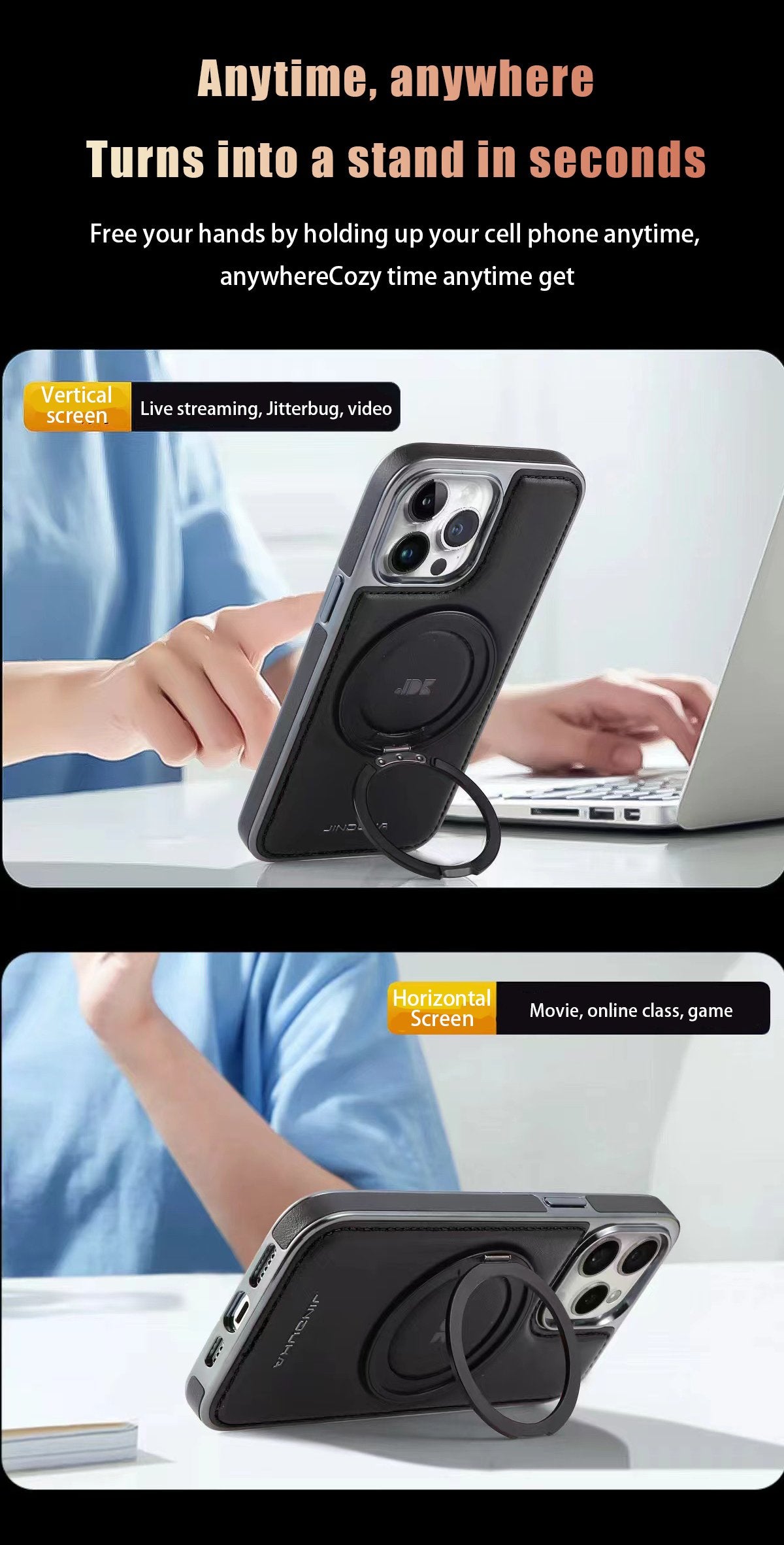 iPhone MagSafe Series | 360° Rotating Stand Leather Case for iPhone16/15/14/13 Series