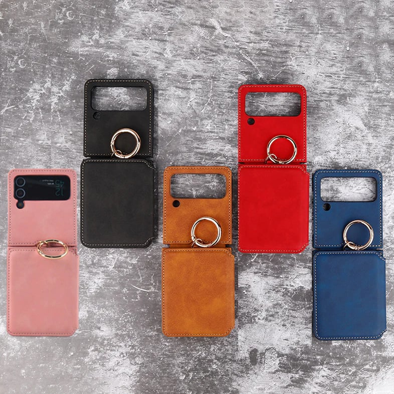 Ring Card Holder Phone Case With Chain For Galaxy Z Flip 3/Galaxy Z Flip 4/Galaxy Z Flip 5/Galaxy Z Flip 6