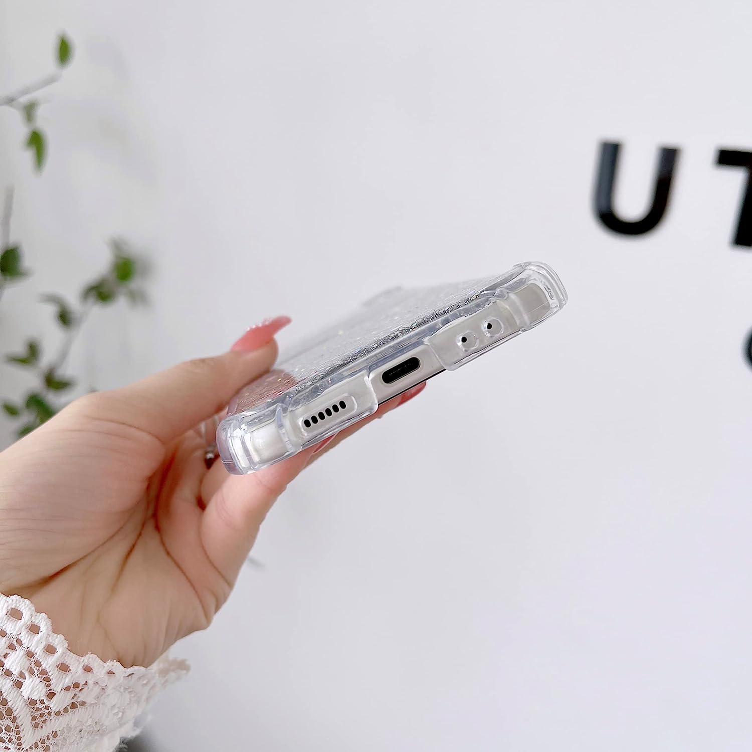 For Galaxy Z Flip 3 / Galaxy Z Flip 4 / Galaxy Z Flip 5 / Galaxy Z Flip 6 Clear Case, Soft Clear Flexible Rubber Glitter Sparkle Case Corners Shockproof Protective Cover