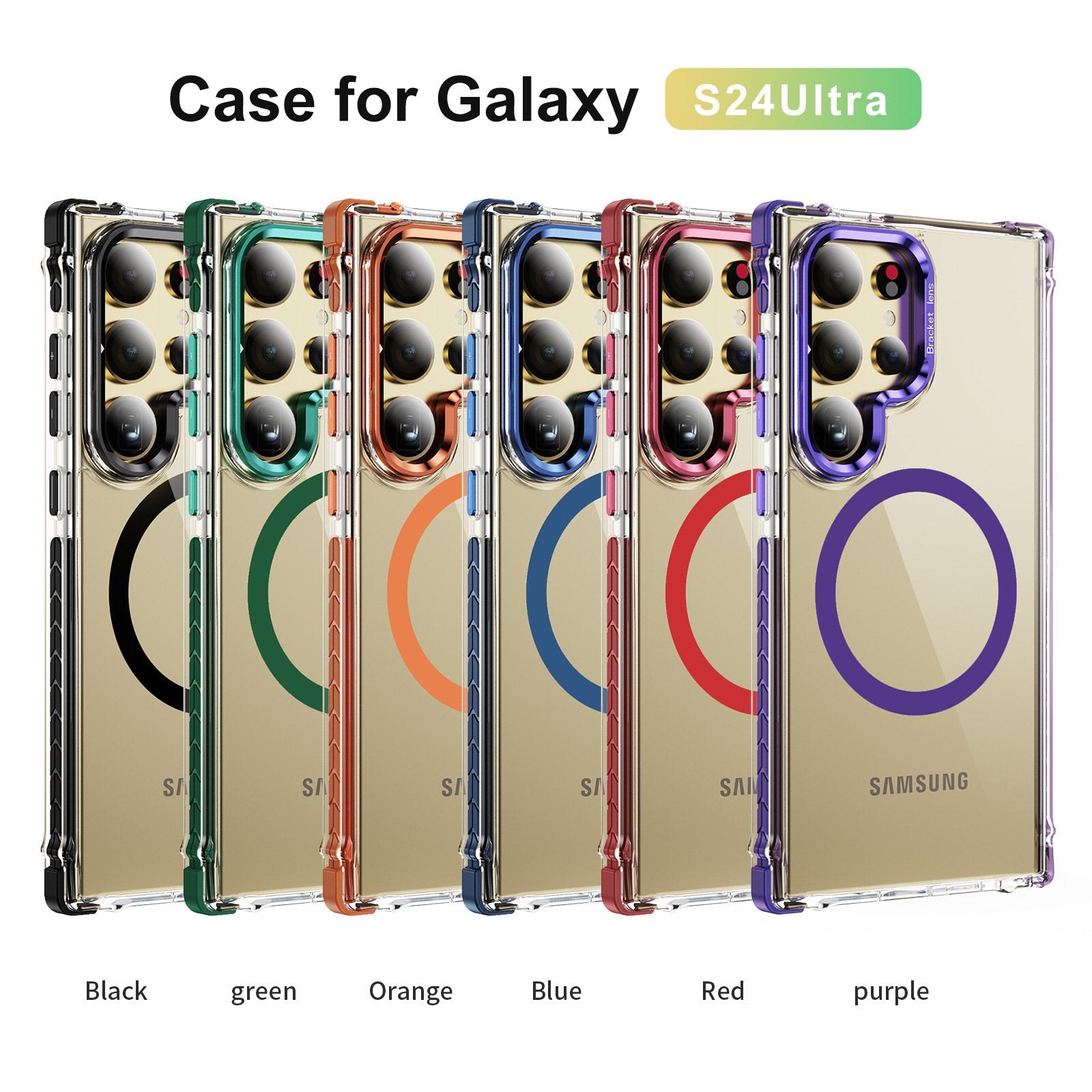 High-transparency Magnetic Mobile Phone Case For Galaxy S25 S24 S23 Series, Protective Cover With Lens Holder