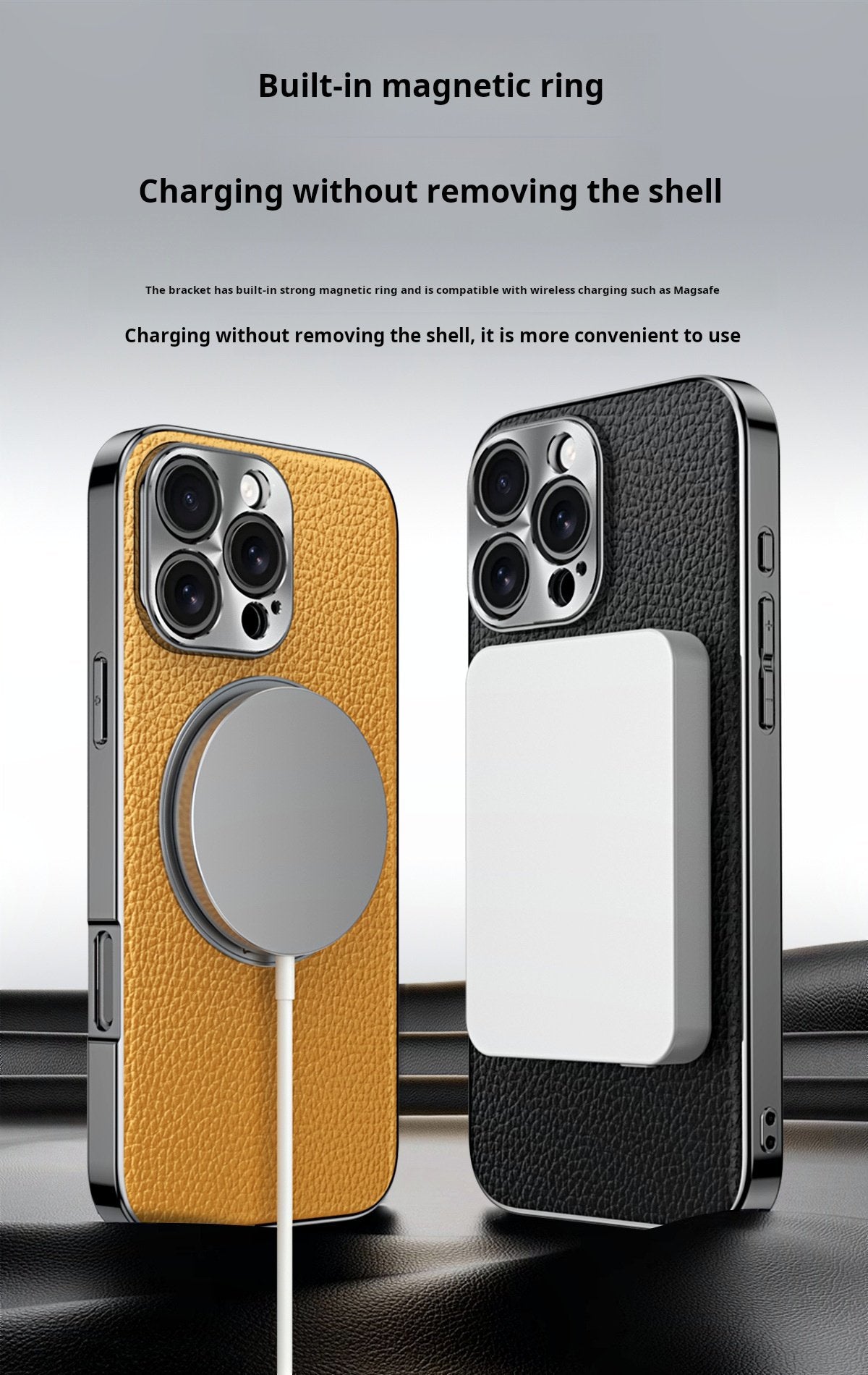 Genuine Togo Cowhide Leather Magsafe Case For iPhone 16 15 14 Series Ring Bracket Cover