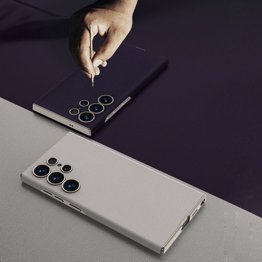 Skin-Feeling Plain Leather Full-Edge Curved Case For Galaxy S25 Ultra, Drop-Proof And Thin Mobile Phone Case(Only Case)