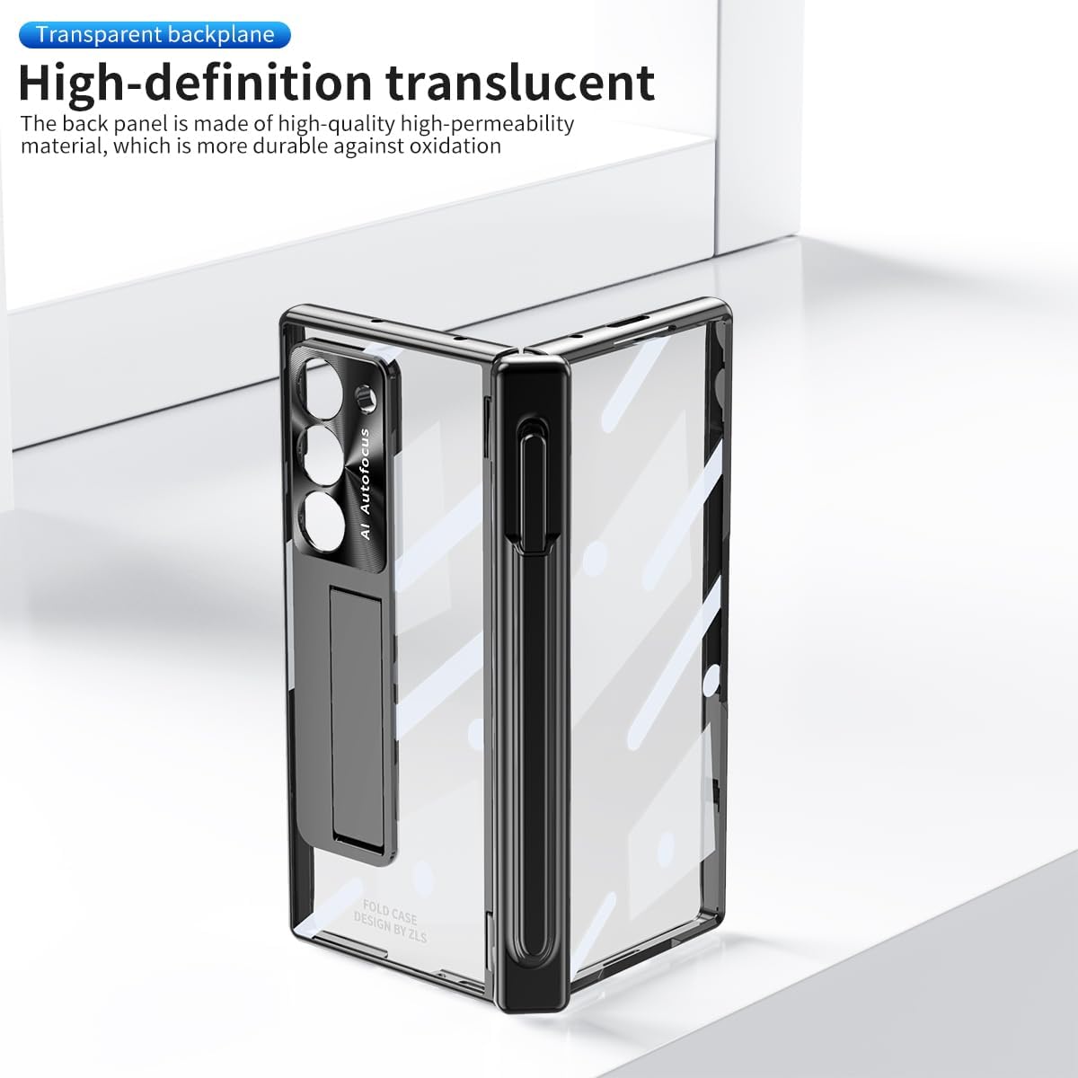 Suitable For Galaxy Z Fold 3/Galaxy Z Fold 4/Galaxy Z Fold 5/Galaxy Z Fold 6 | Transparent Case Phone Case with Pen Holder & Pen