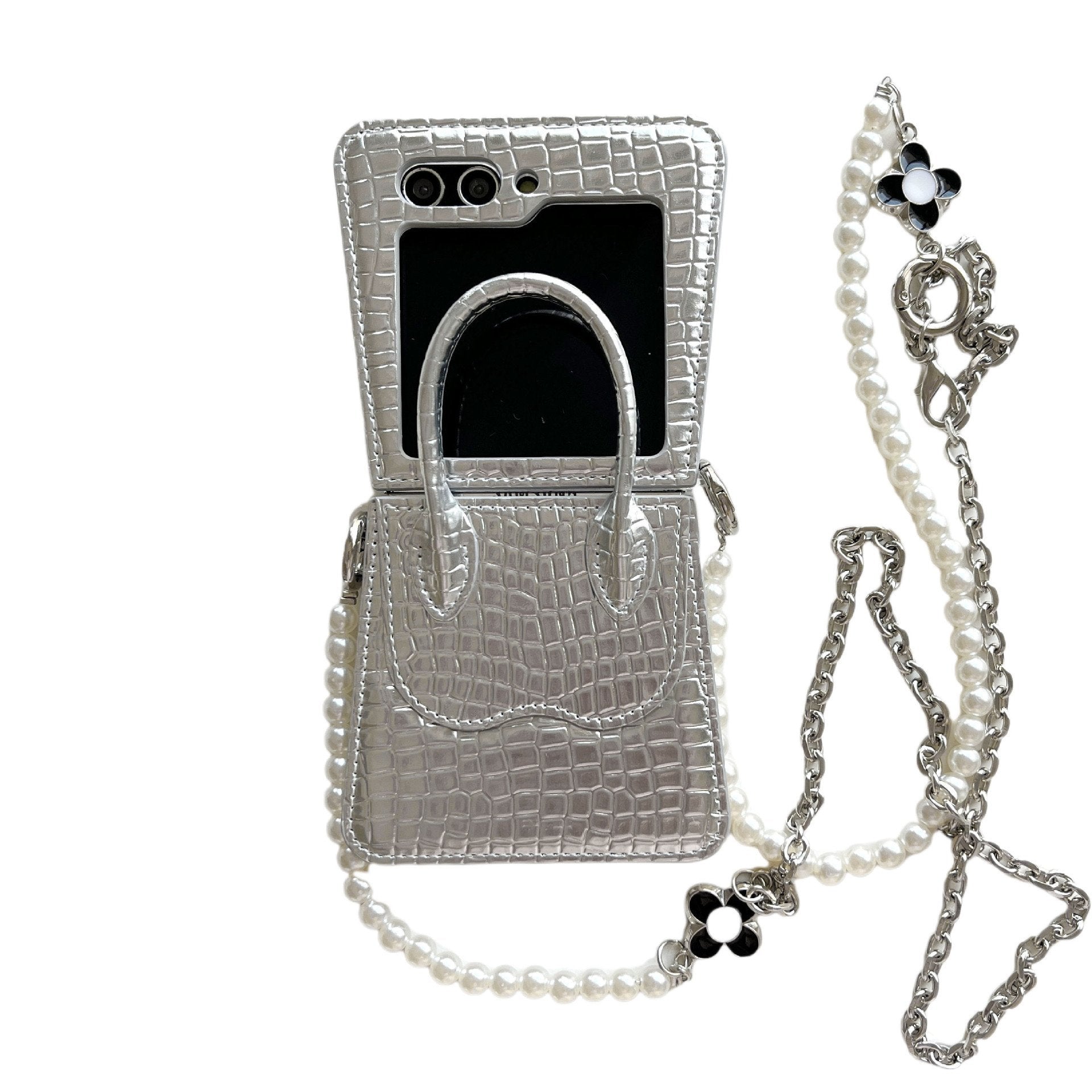 Crocodile pattern handbag style mobile phone case, suitable for Galaxy Z Flip 3/Galaxy Z Flip 4/Galaxy Z Flip 5/Galaxy Z Flip 6