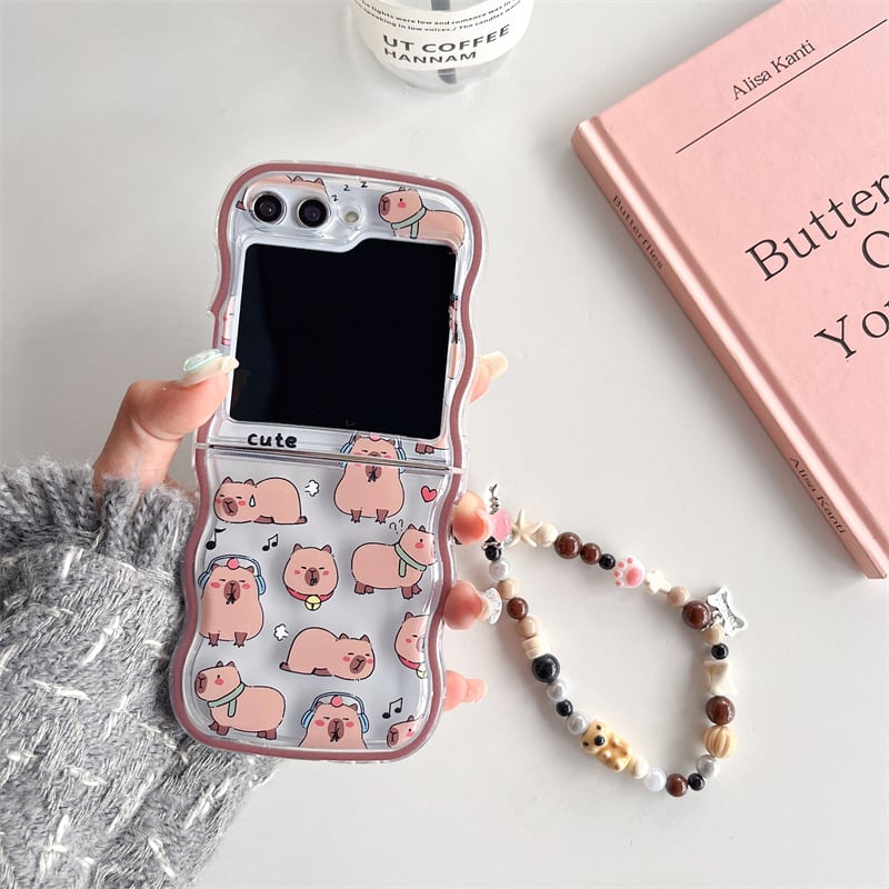 Cartoon Capybara Phone Case For Galaxy Z Flip 3 / Galaxy Z Flip 4 / Galaxy Z Flip 5 / Galaxy Z Flip 6