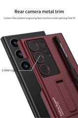 Frosted invisible stand phone case with pen case and stylus for Galaxy S24 S23 S22 series