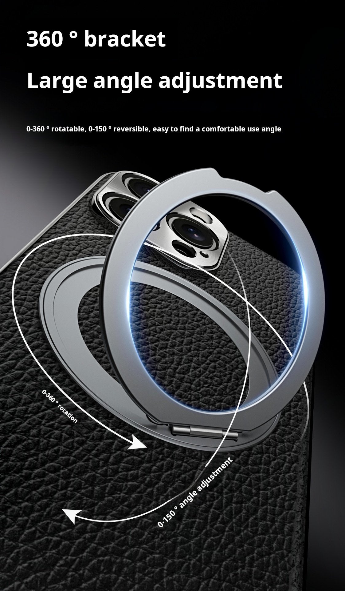 Genuine Togo Cowhide Leather Magsafe Case For iPhone 16 15 14 Series Ring Bracket Cover