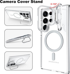 Transparent Ultra-Thin Shockproof Magnetic Case with Camera Cover Holder For Galaxy S24 Series