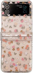 Epoxy Glitter Orange Floral Mobile Phone Case For Galaxy Z Flip 3/Galaxy Z Flip 4/Galaxy Z Flip 5/Galaxy Z Flip 6