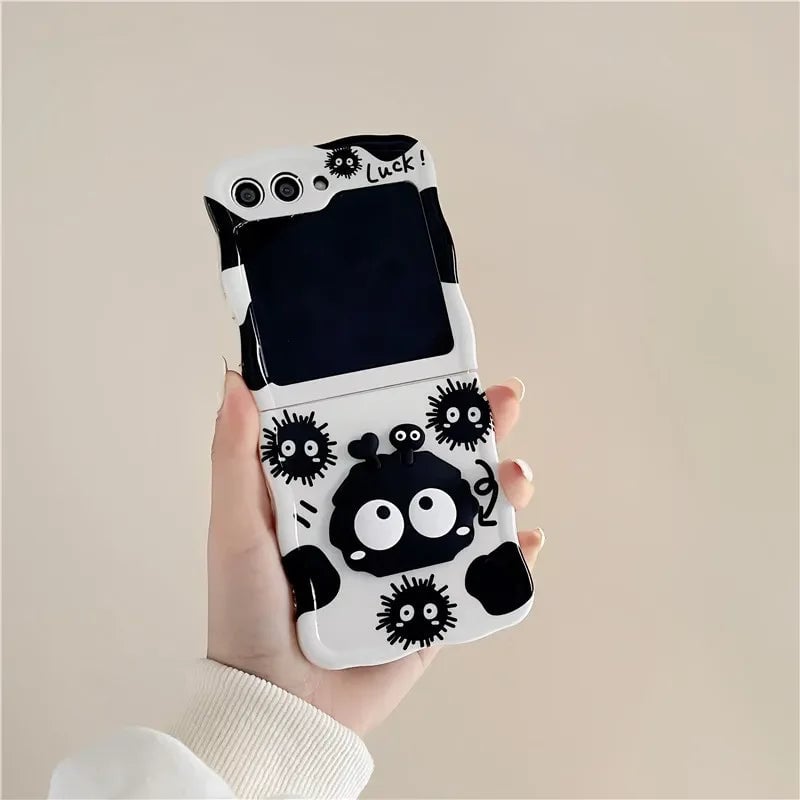New Cartoon Cute Briquettes Twisted Edge Soft Shell Phone Case for Galaxy Z Flip 3/Galaxy Z Flip 4/Galaxy Z Flip 5/Galaxy Z Flip 6