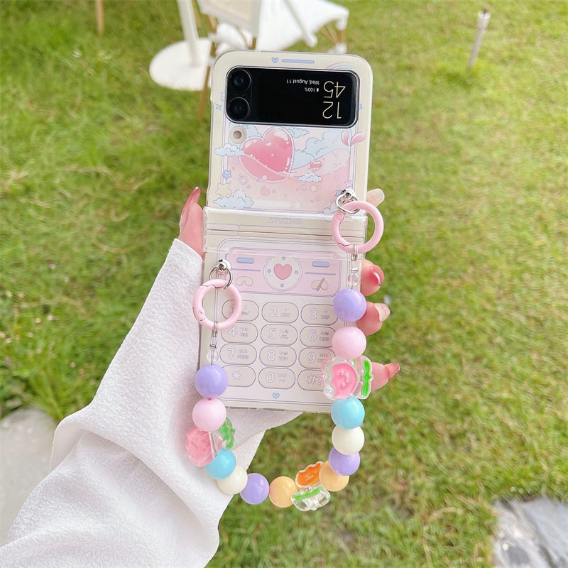 Cute retro phone case for Galaxy Z Flip 3/Galaxy Z Flip 4/Galaxy Z Flip 5/Galaxy Z Flip 6, hinged full cover case