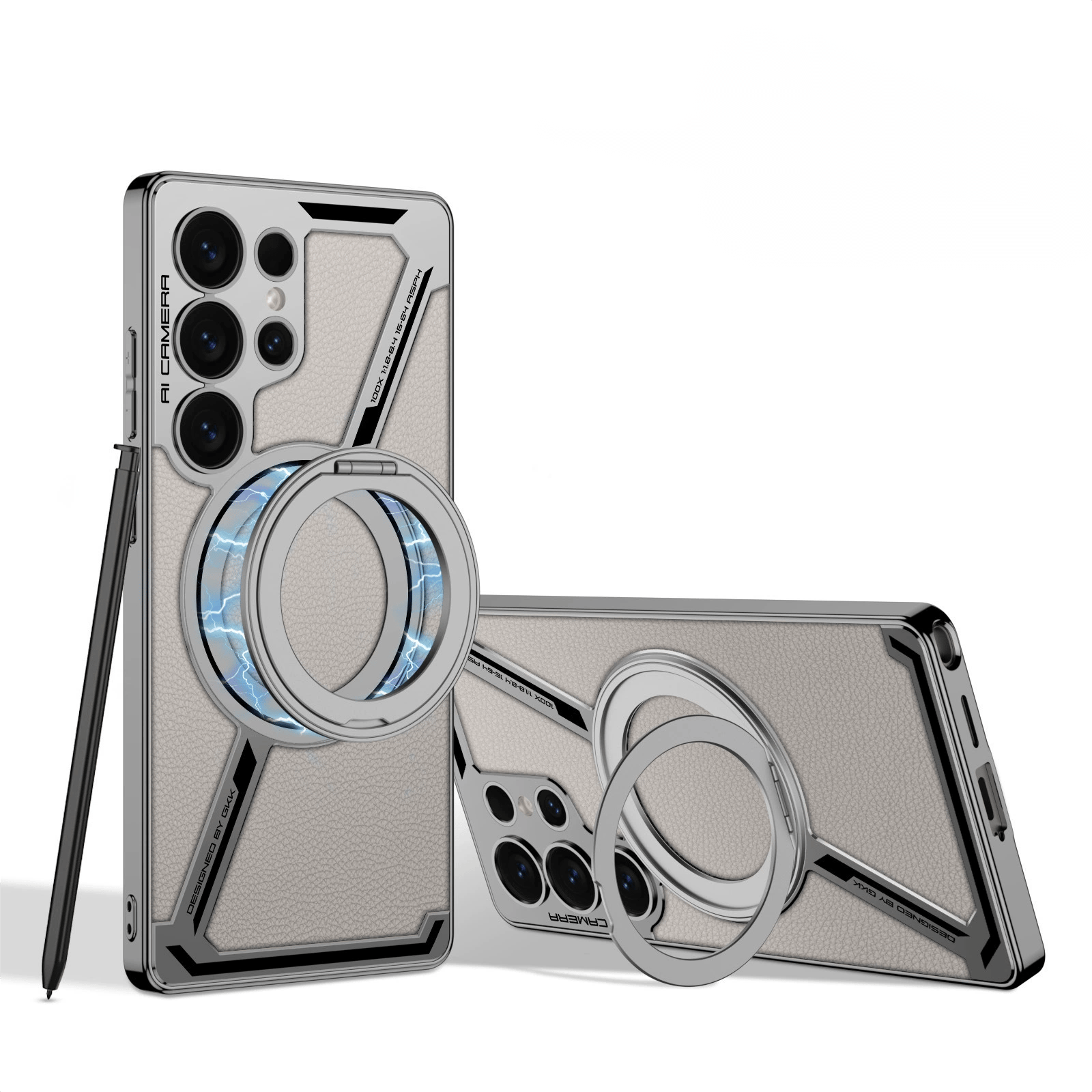 Suitable for Galaxy S25Ultra/S24Ultra/S23Ultra electroplated leather built-in magnetic ring full-cover protective case(Only Case)