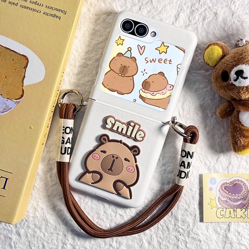 White Edge Capybara Portable Case for Galaxy Z Flip 4 / Galaxy Z Flip 5 / Galaxy Z Flip 6