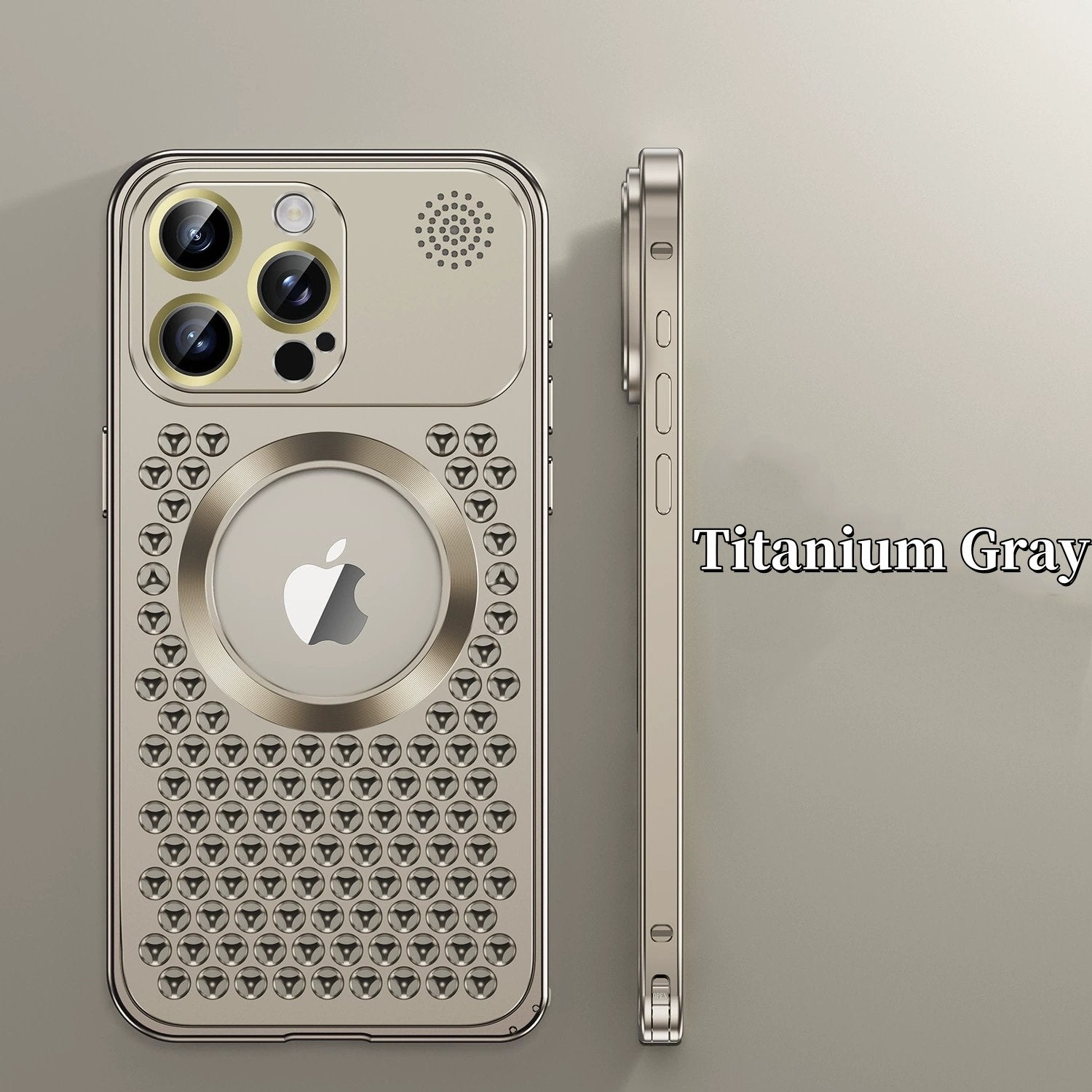 Spring Buckle Aromatherapy Metal Hollow Heat Dissipation Mobile Phone Case With Lens Film