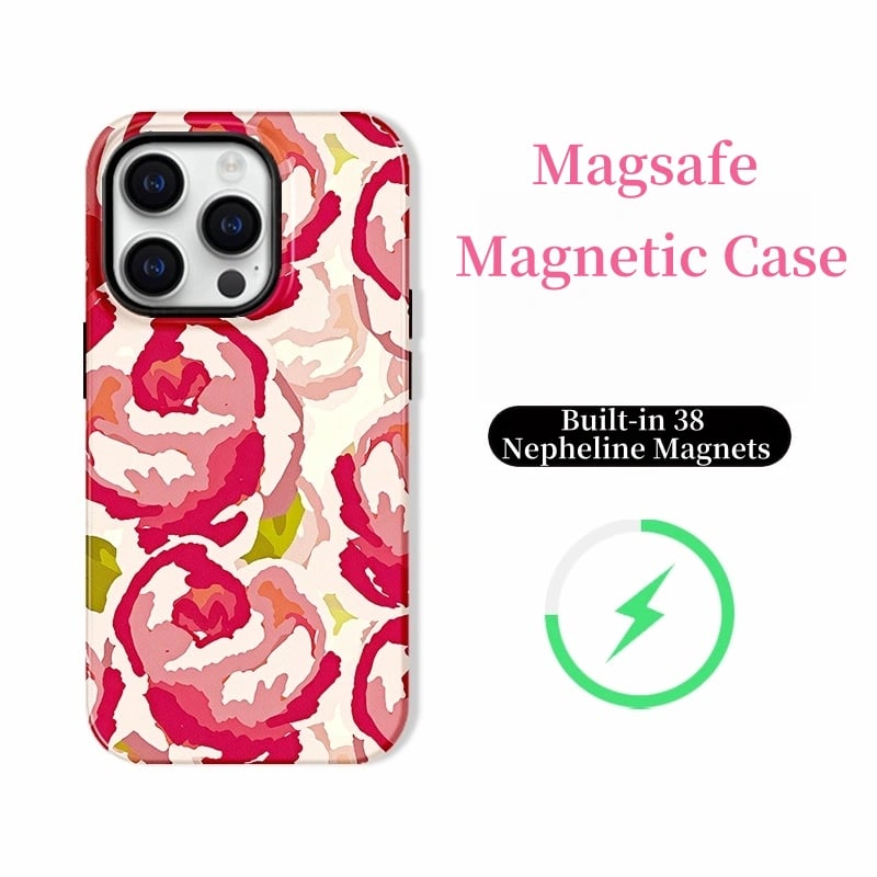 Floral MagSafe Case For iPhone  – 38 Magnet Design, Glossy Print, Two Style Options