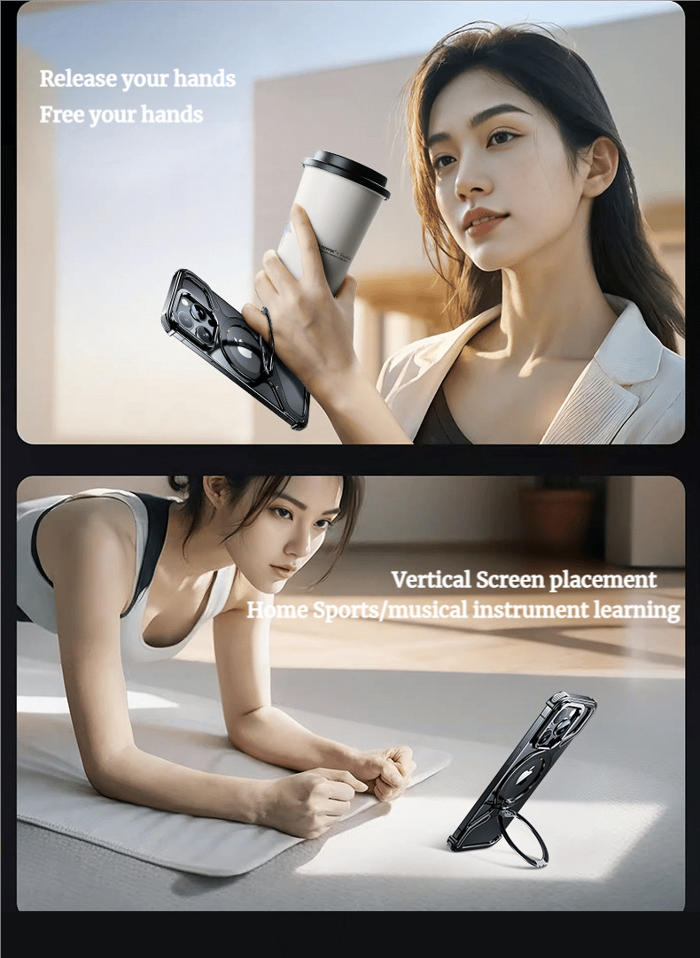 Metal Z Shell With Magnetic Bracket Hollow Heat Dissipation Mobile Phone Case Suitable For iPhone 16/15 Series