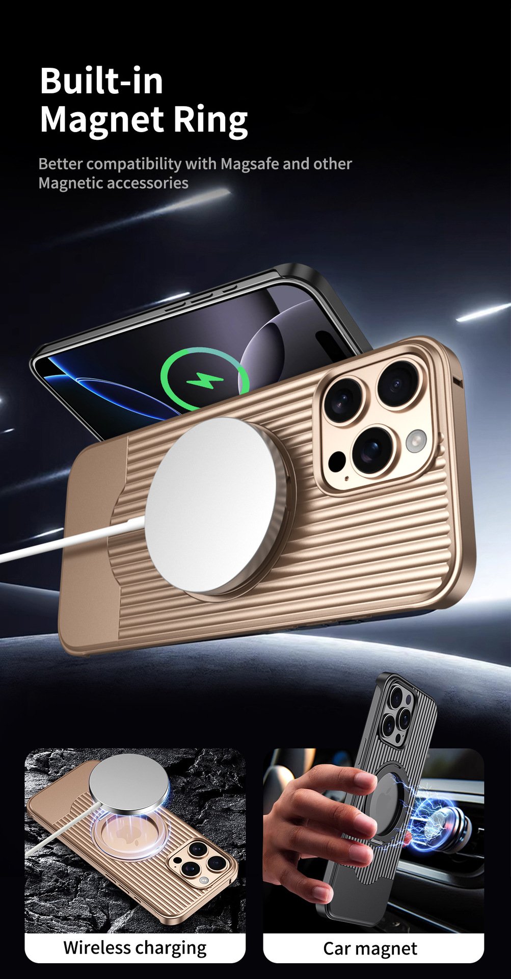 Luggage Retractable Metal Mobile Phone Case With Magnetic Bracket Suitable For iPhone 16 15 Series