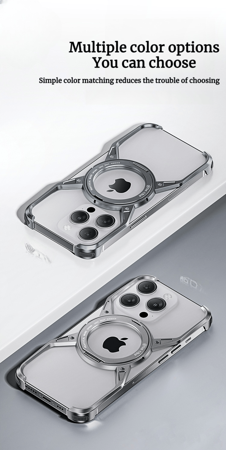 X-shaped Aluminum Alloy Hollow Rotating Magnetic Bracket Case For iPhone 16 Series