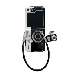 Blue light retro camera phone case, suitable for Galaxy Z Flip 3/Galaxy Z Flip 4/Galaxy Z Flip 5/Galaxy Z Flip 6