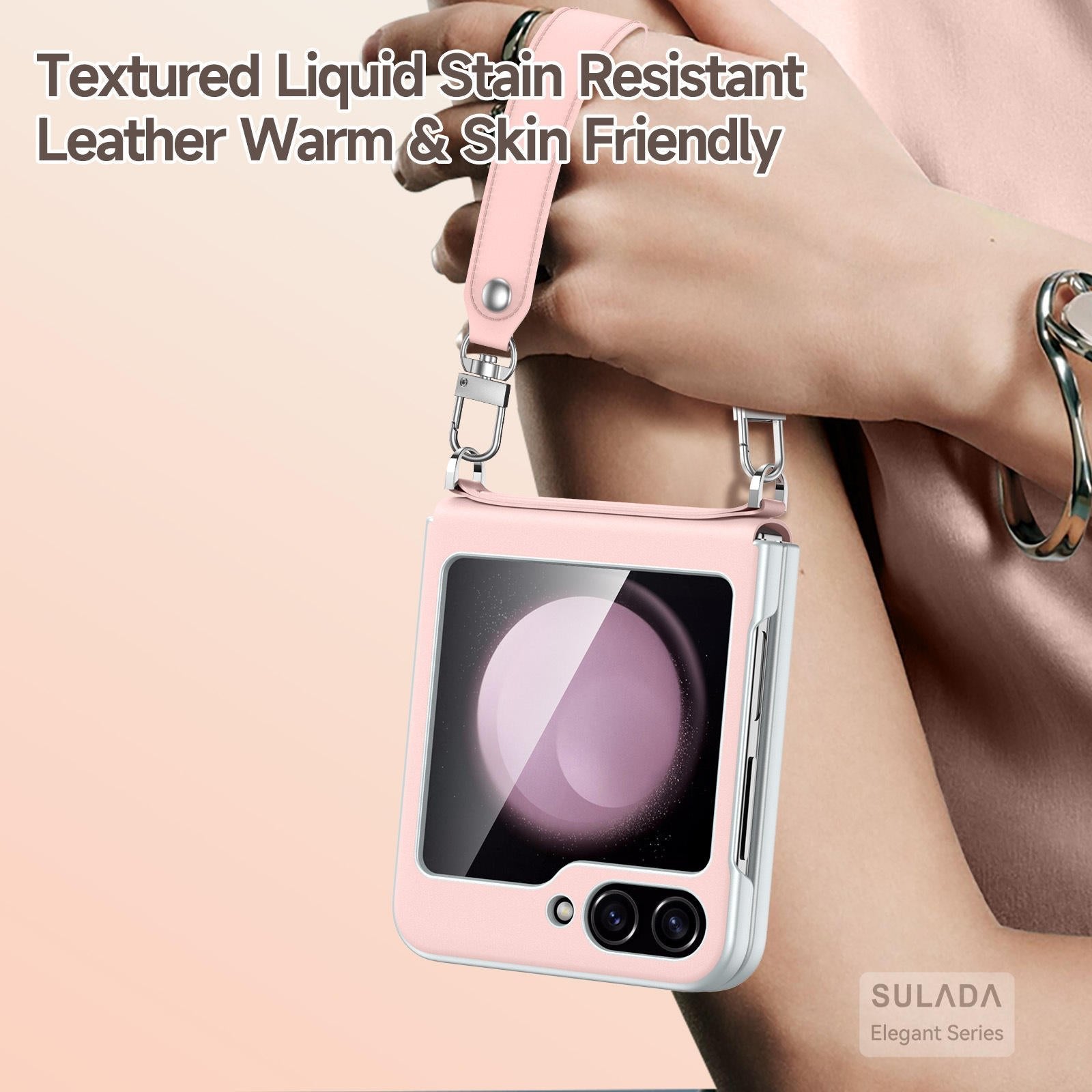 Galaxy Z Flip 5 & Galaxy Z Flip 6 | Leather Mobile Phone Case with Wrist Strap