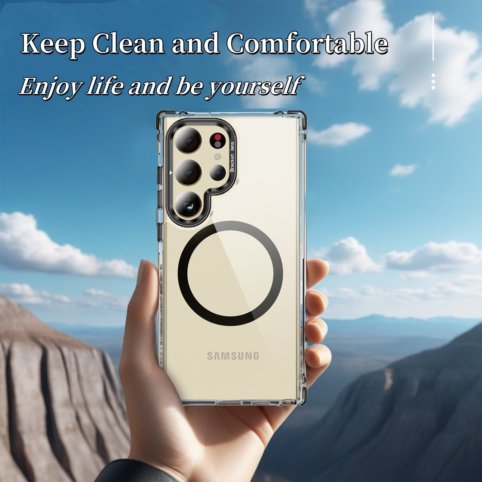 High-transparency Magnetic Mobile Phone Case For Galaxy S25 S24 S23 Series, Protective Cover With Lens Holder