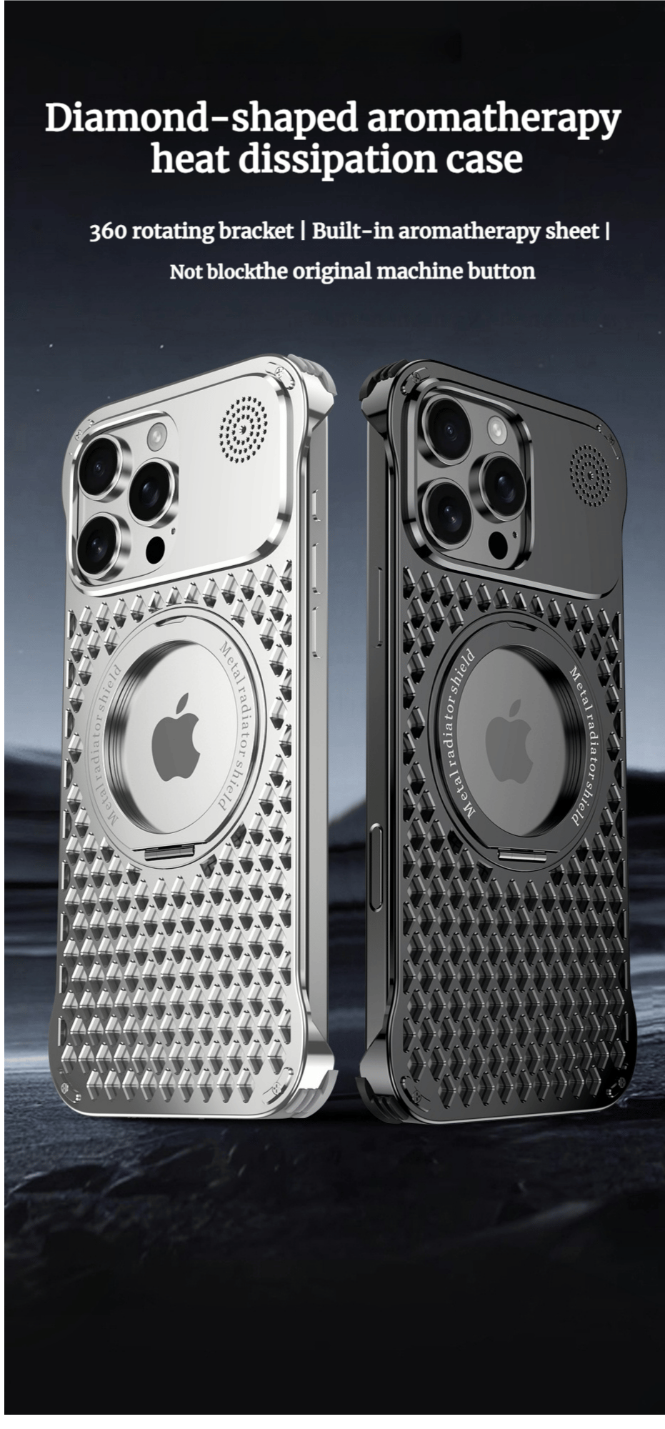 Aluminum Alloy Bracket Aromatherapy Heat Dissipation Case Suitable For iPhone 16/15/14 Series