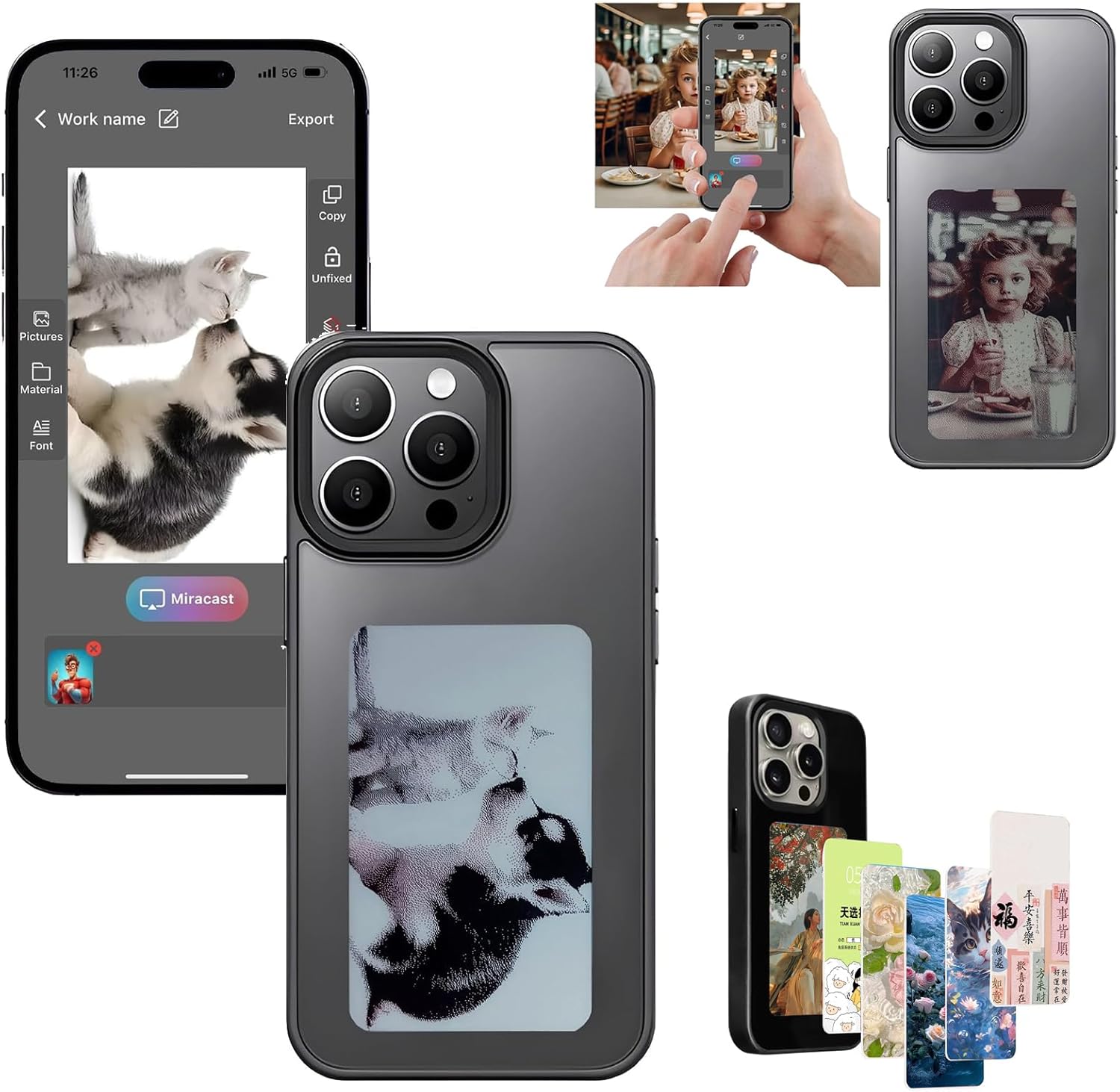 Ink Screen iPhone Case Apple IPhone15 Promax High-end Frosted All-inclusive Protective Cover Nfc Personalized Screen Projection