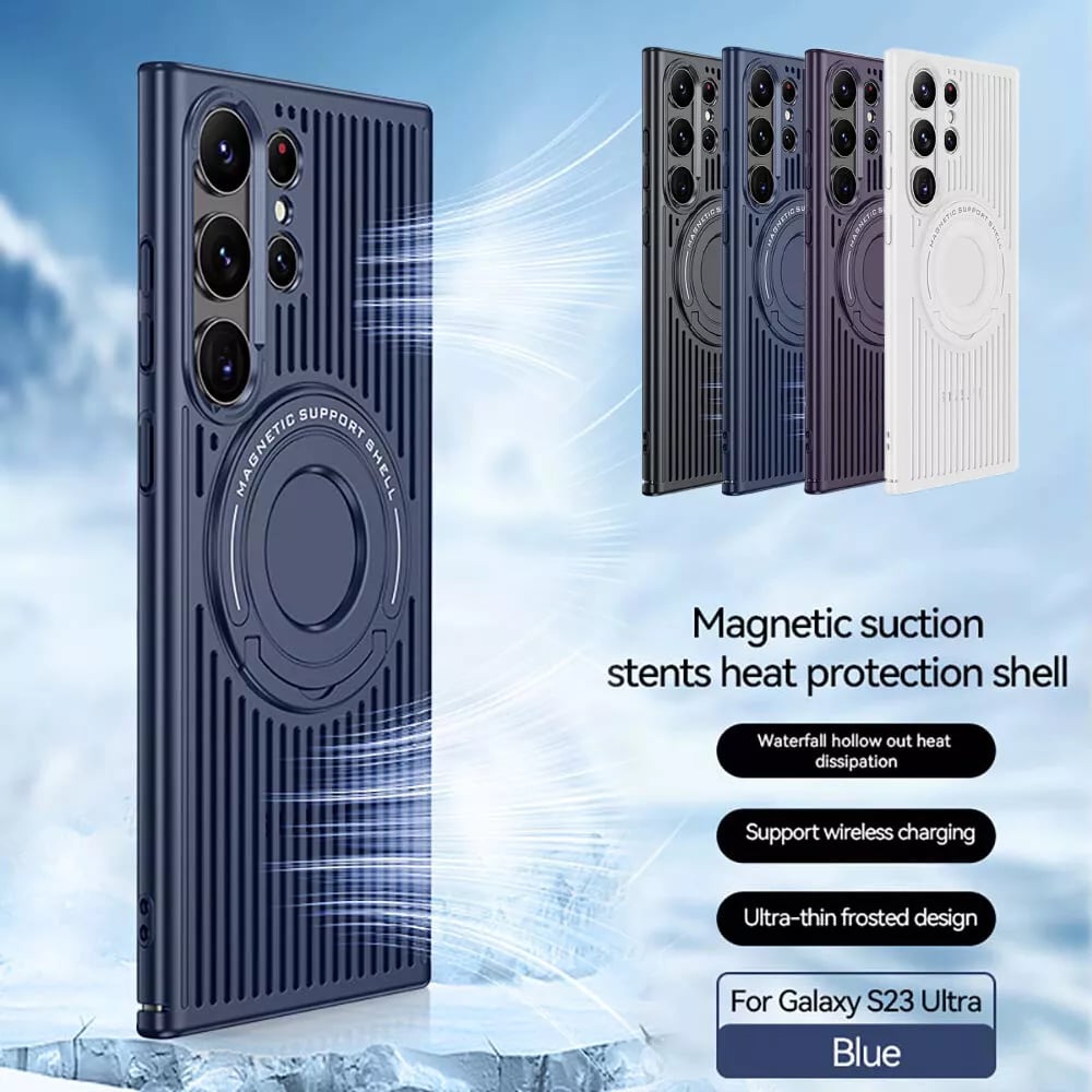 Invisible Pull Rod Stand Heat Dissipation Magnetic Mobile Phone Case For Samsung Galaxy S23 S24 Series