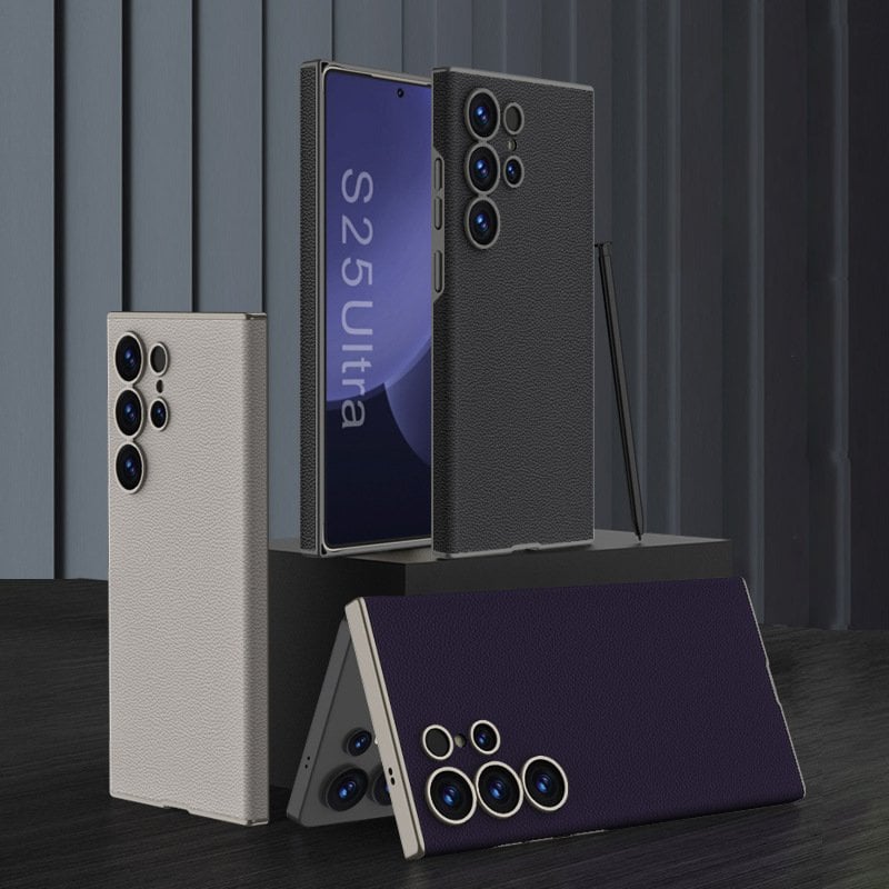 Skin-Feeling Plain Leather Full-Edge Curved Case For Galaxy S25 Ultra, Drop-Proof And Thin Mobile Phone Case(Only Case)