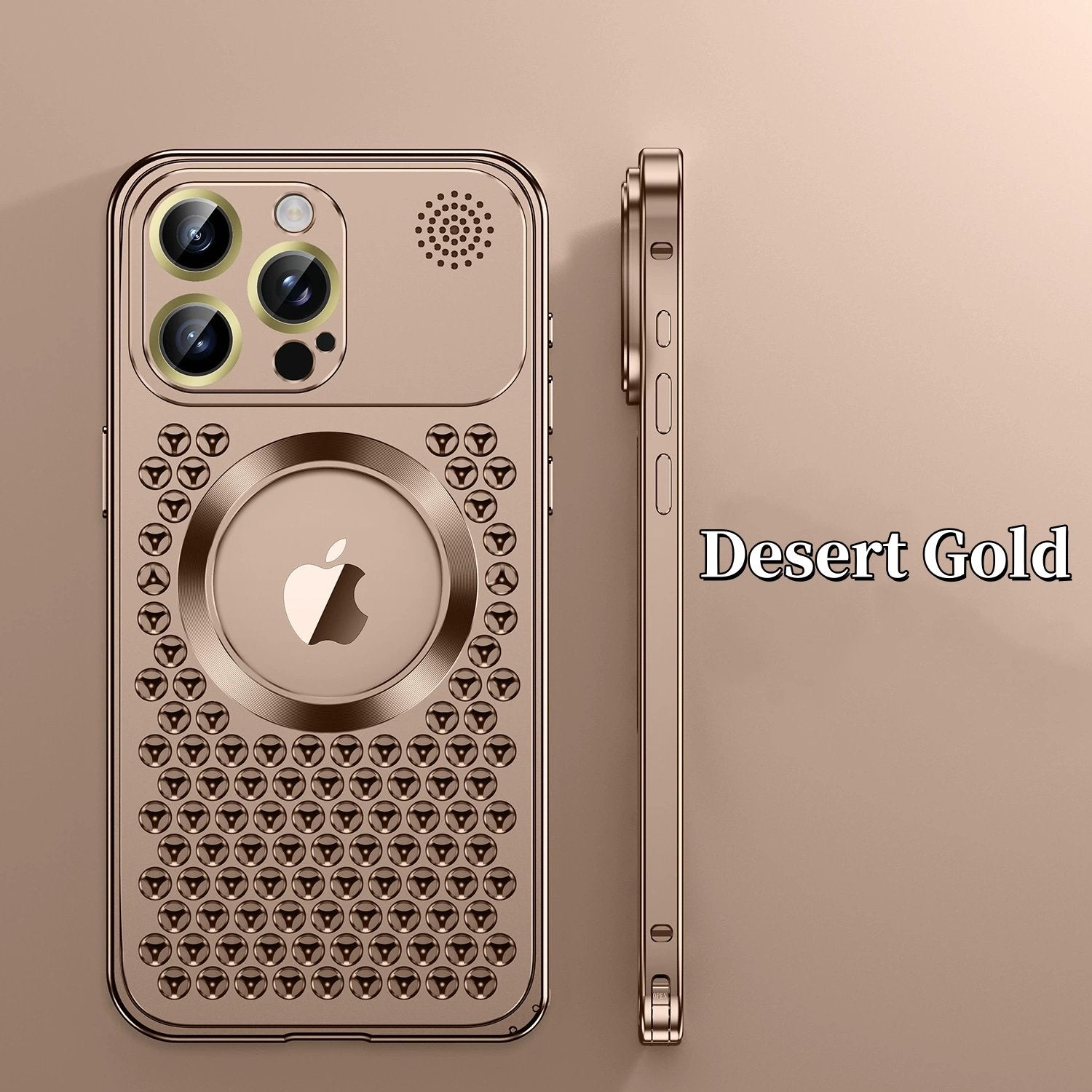 Spring Buckle Aromatherapy Metal Hollow Heat Dissipation Mobile Phone Case With Lens Film