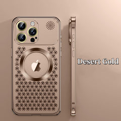 Spring Buckle Aromatherapy Metal Hollow Heat Dissipation Mobile Phone Case With Lens Film