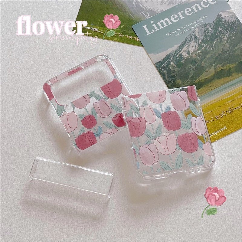 Watercolor Pink Tulip Phone Case for Galaxy Z Flip 3/Galaxy Z Flip 4/Galaxy Z Flip 5/Galaxy Z Flip 6 🌷