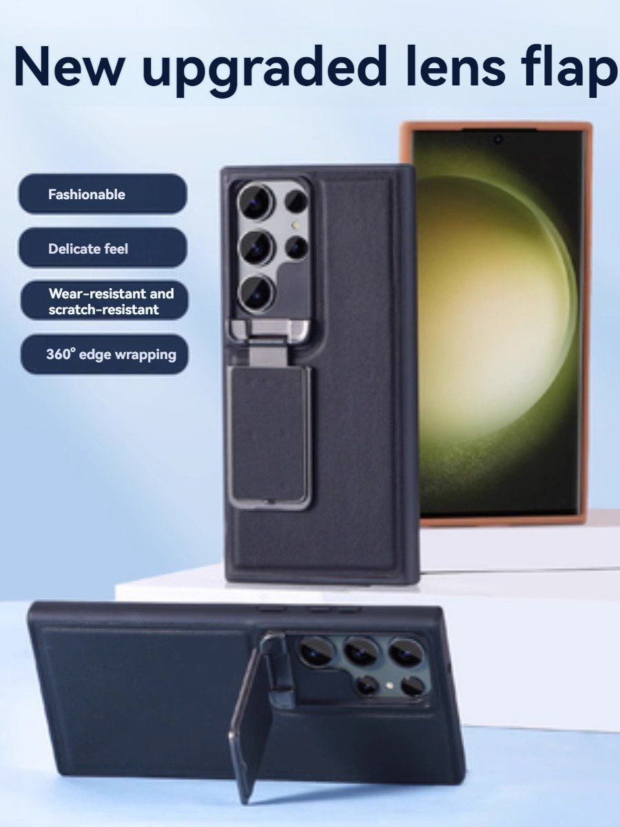 SentimentvalueTM Leather Phone Case For Samsung Galaxy S25 S24 Ultra and Samsung Galaxy S23 Series, Square Bracket Lens Flip Cover Anti-Drop Protective Cover