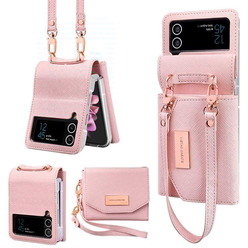 Cross pattern wallet case for Galaxy Z Flip 3/Galaxy Z Flip 4/Galaxy Z Flip 5/Galaxy Z Flip 6