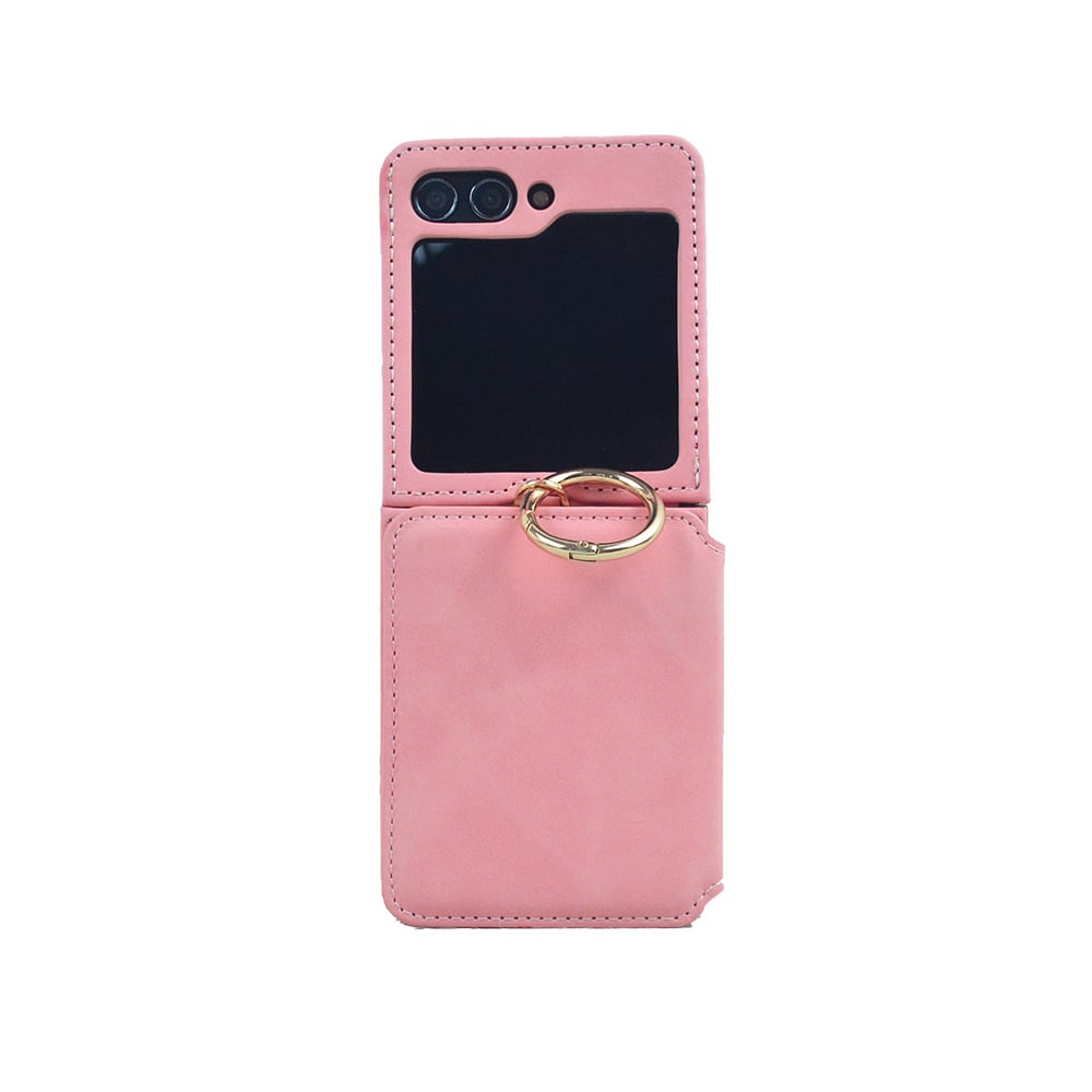 Ring Card Holder Phone Case With Chain For Galaxy Z Flip 3/Galaxy Z Flip 4/Galaxy Z Flip 5/Galaxy Z Flip 6