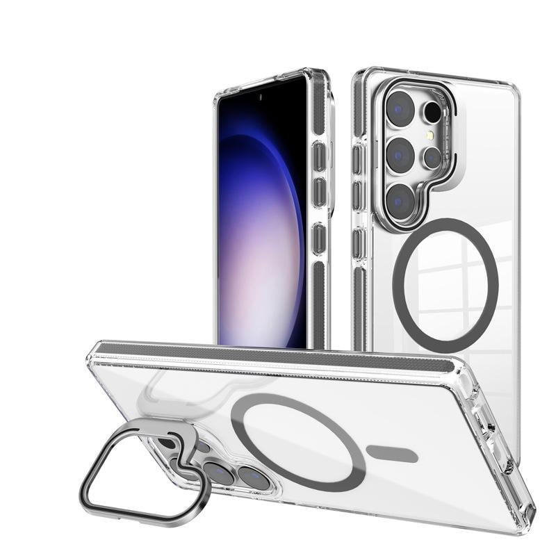 Transparent Ultra-Thin Shockproof Magnetic Case with Camera Cover Holder For Galaxy S24 Series