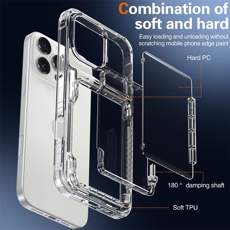 Transparent Phone Case With Photo Card Holder For iPhone 11 12 13 14 15 Series And Samsung S24 S23 Ultra