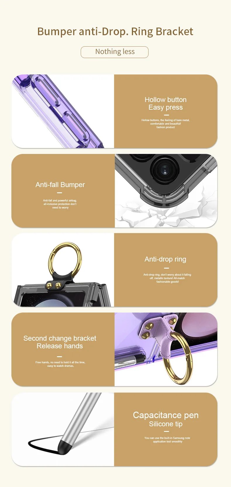 Galaxy Z Flip 5 and Galaxy Flip 6 | Transparent Ring Phone Case(Bring Pen)