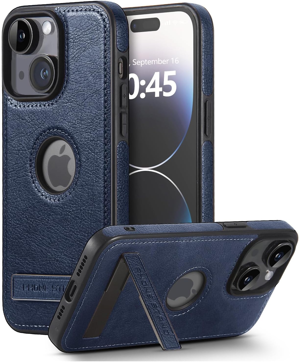 Leather case for iPhone Case, Thin Flexible Soft Grip Luxury Cover, Protective Slim with Kickstand Shockproof Phone Cases Compatible with iPhone